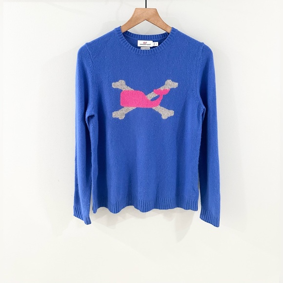 Vineyard Vines Cross-bone Whale Cashmere Blend Sweater Blue Size Small - Picture 2 of 6